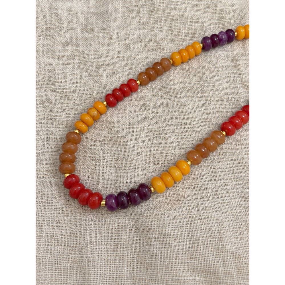 Autumn Colorblock Dopamine Necklace Dyed Jade Beaded Statement Jewelry